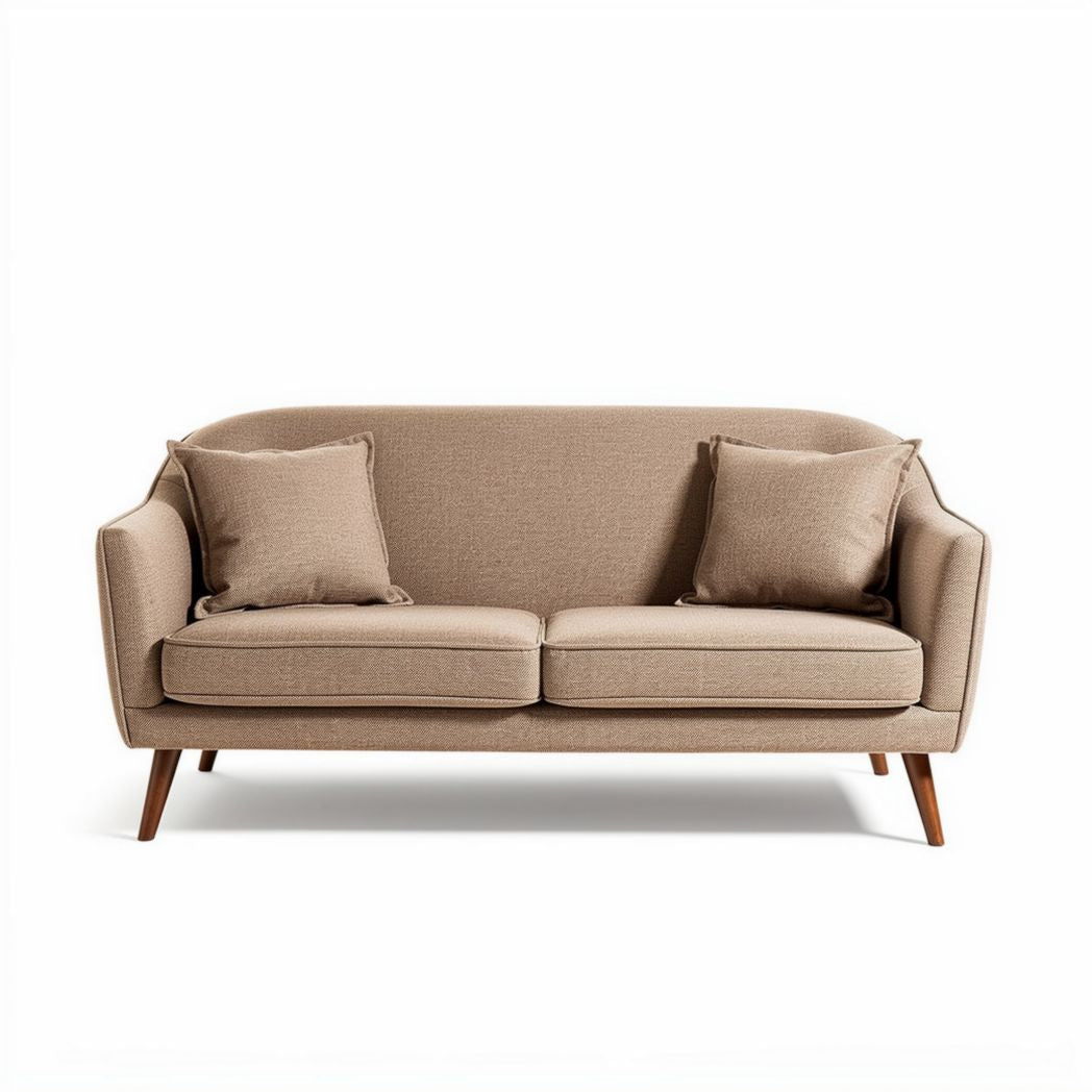 Canapé en tissu beige avec coussins amovibles dimensions 180 x 85 x 75cm