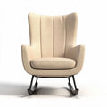 Fauteuil à bascule en tissu beige avec structure en métal 80 x 75 x 100cm