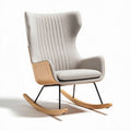 Chaise berçante en bois et tissu gris avec dimensions 80 x 70 x 105cm