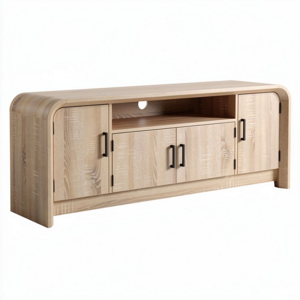 Meuble de rangement en bois clair 150 x 40 x 50cm pour salon
