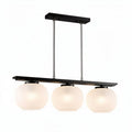 Suspension lumineuse noire à trois globes en verre opale 60 x 15 x 25cm