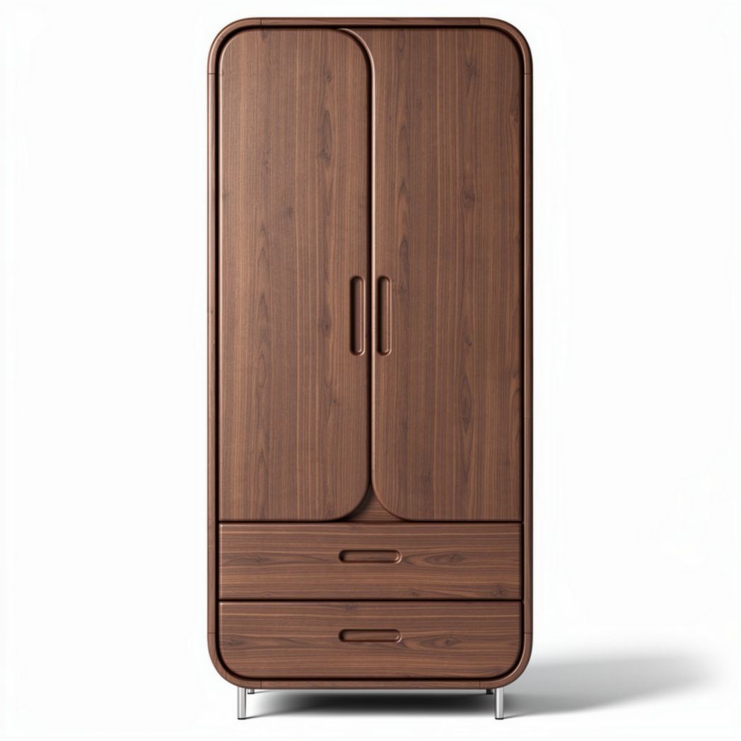 Armoire en bois de chêne avec deux portes et deux tiroirs 120 x 60 x 200cm