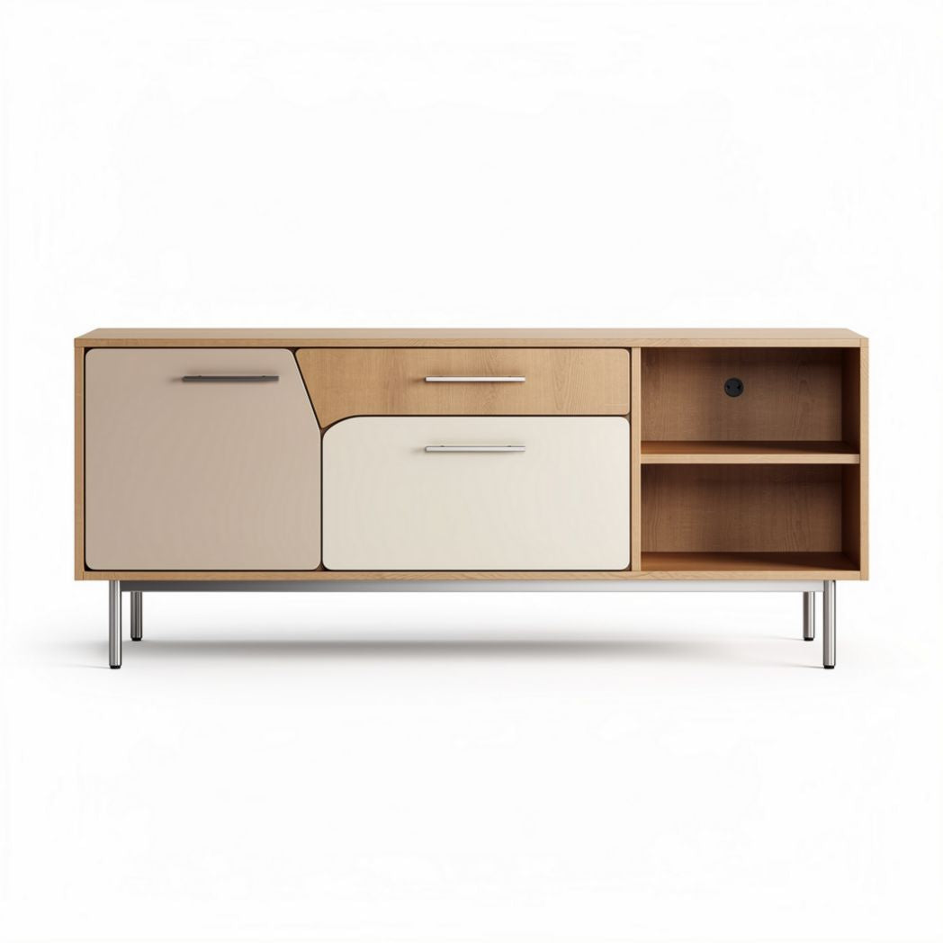 Meuble de rangement en bois avec portes en mélaminé 150 x 40 x 60cm