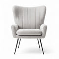 Fauteuil en tissu bouclé gris clair avec pieds en métal noir dimensions 65 x 80 x 100cm