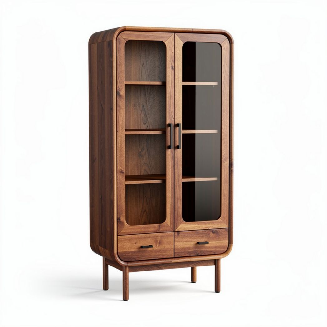 Vitrine en bois de noyer avec portes en verre dimensions 120 x 60 x 180cm