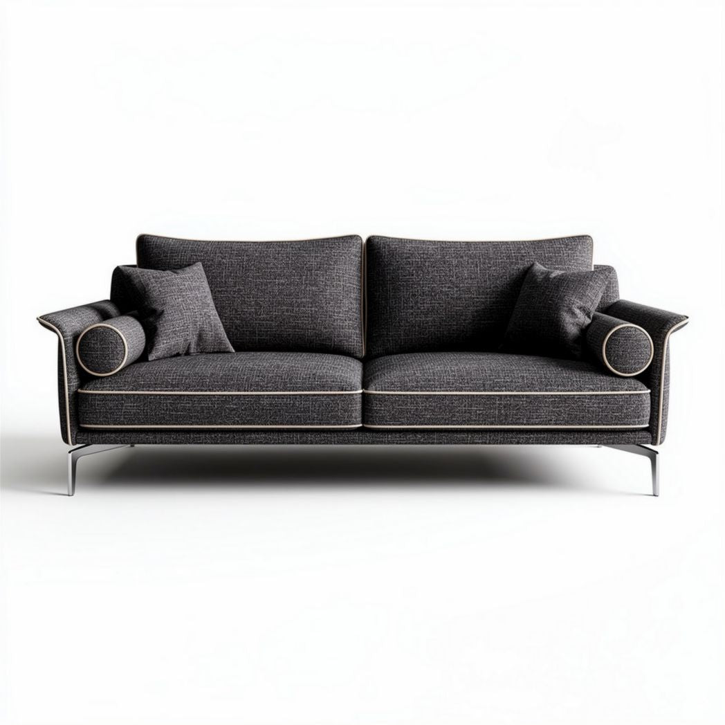 Canapé en tissu gris foncé avec coussins latéraux 200 x 90 x 85cm